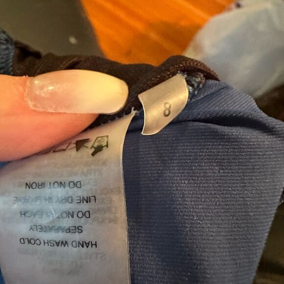 Sexy lace up front one piece swimsuit with gold grommets medium blue size 8 GUC - Picture 9 of 10